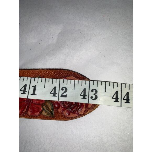 Unisex DUN DEE 70's TOOLED Western Leather Belt w/ ENAMEL HORSE Buckle - Picture 5 of 8